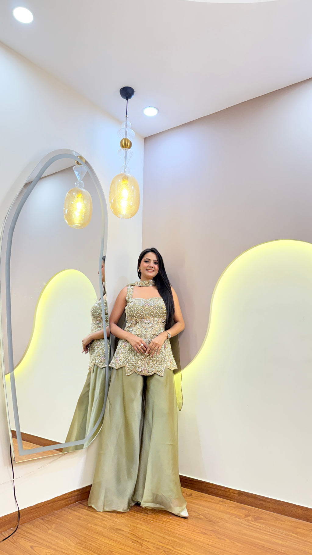 F11 3PC PEPLUM SHARARA SET
