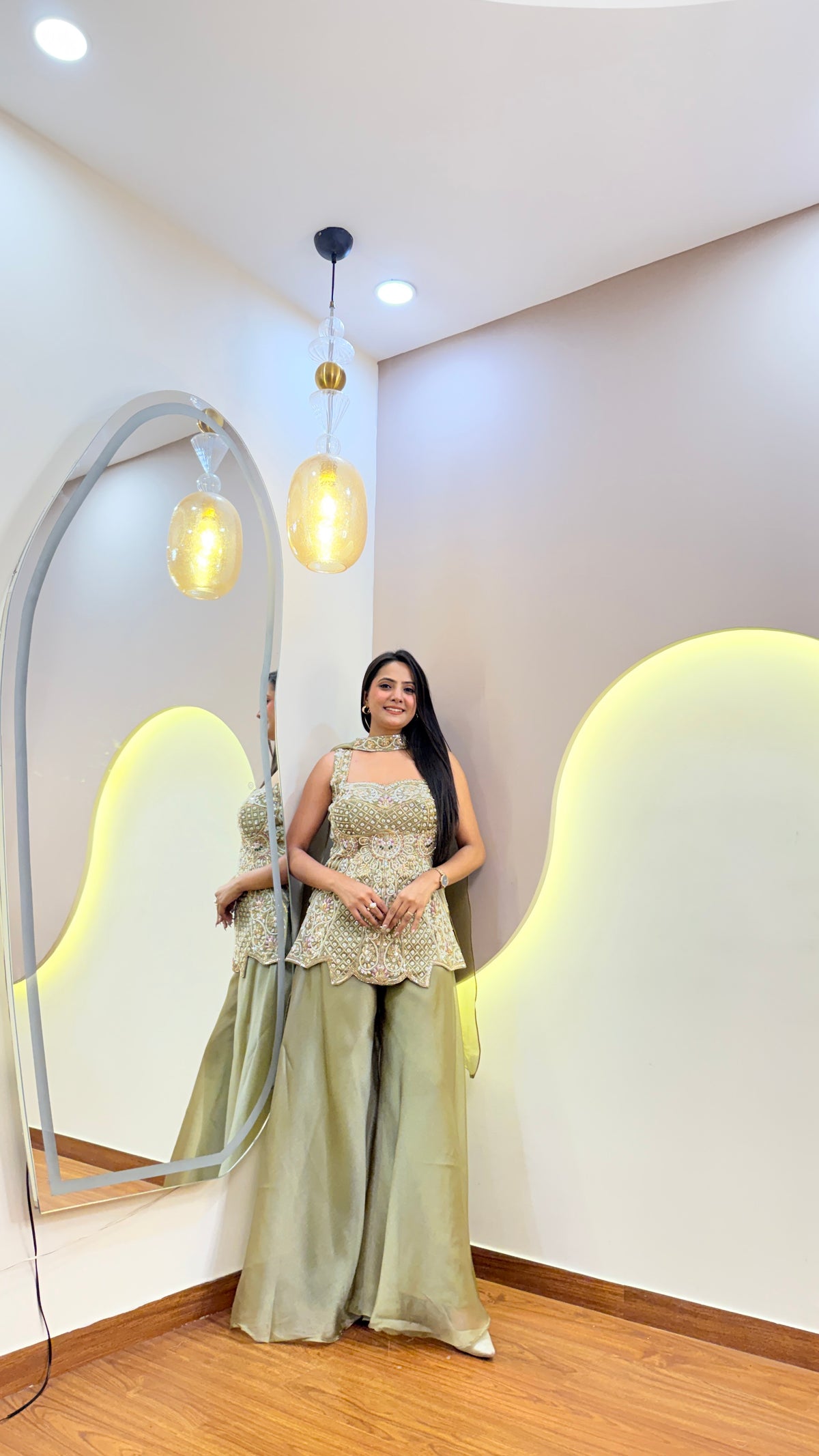 F11 3PC PEPLUM SHARARA SET