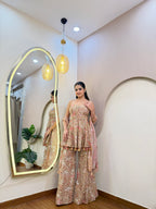 E503 3PC PEPLUM SHARARA SUIT