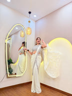 E612 INDO WESTERN DRAPE SAREE