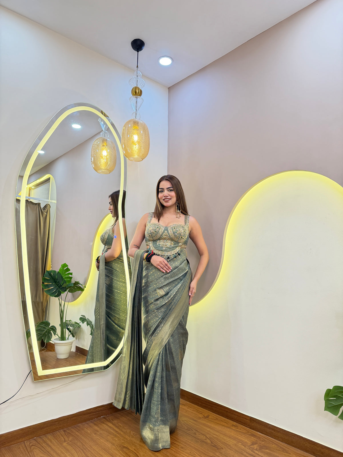 E585 BANARSI DRAPE SAREE