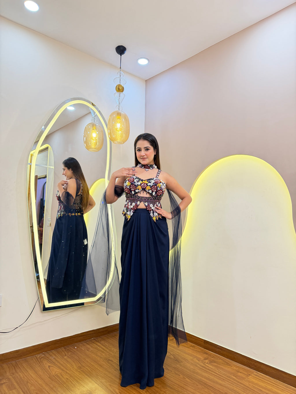 E605 3PC DRAPE SKIRT SET