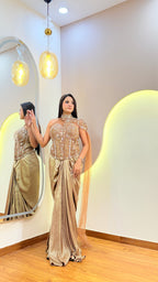 E687 DRAPE SKIRT WITH TOP SET