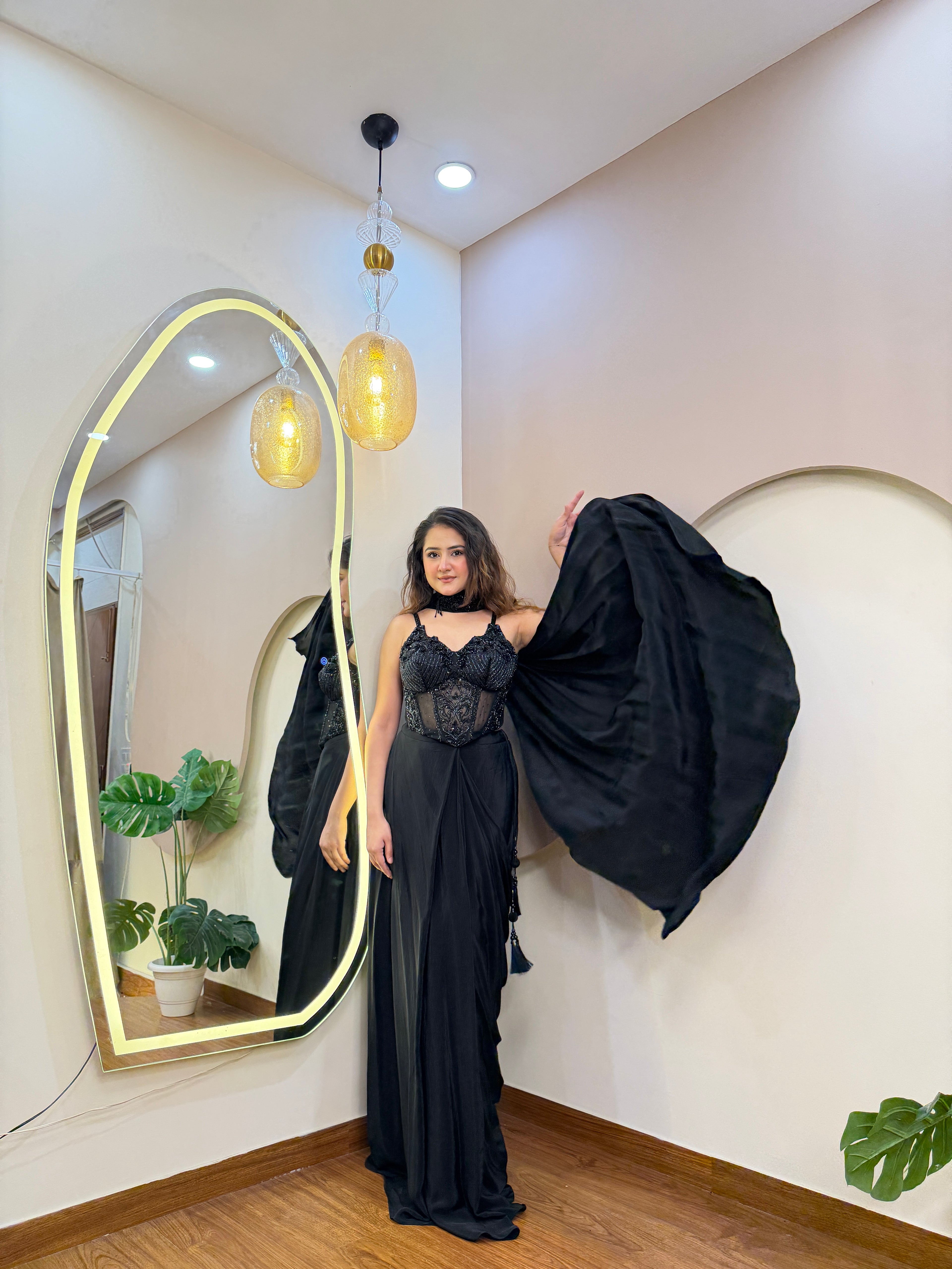 E152 INDO WESTERN DRAPE SAREE