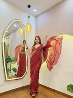 E571 INDO WESTERN DRAPE SAREE
