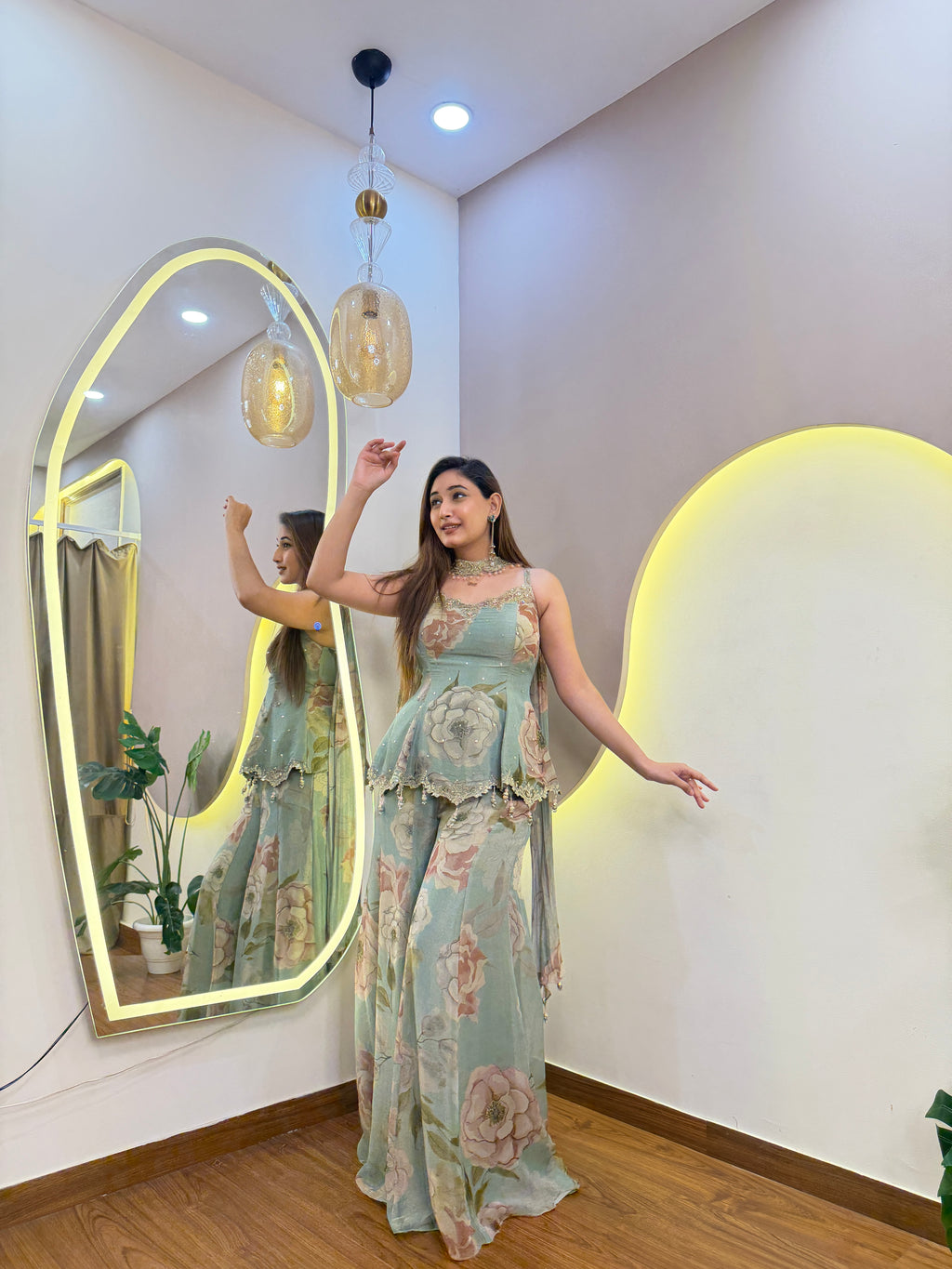 E917 PEPLUM 3PC SHARARA SET