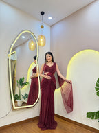 E610 INDO WESTERN DRAPE SAREE