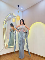 E660 3PC DRAPE SKIRT TOP