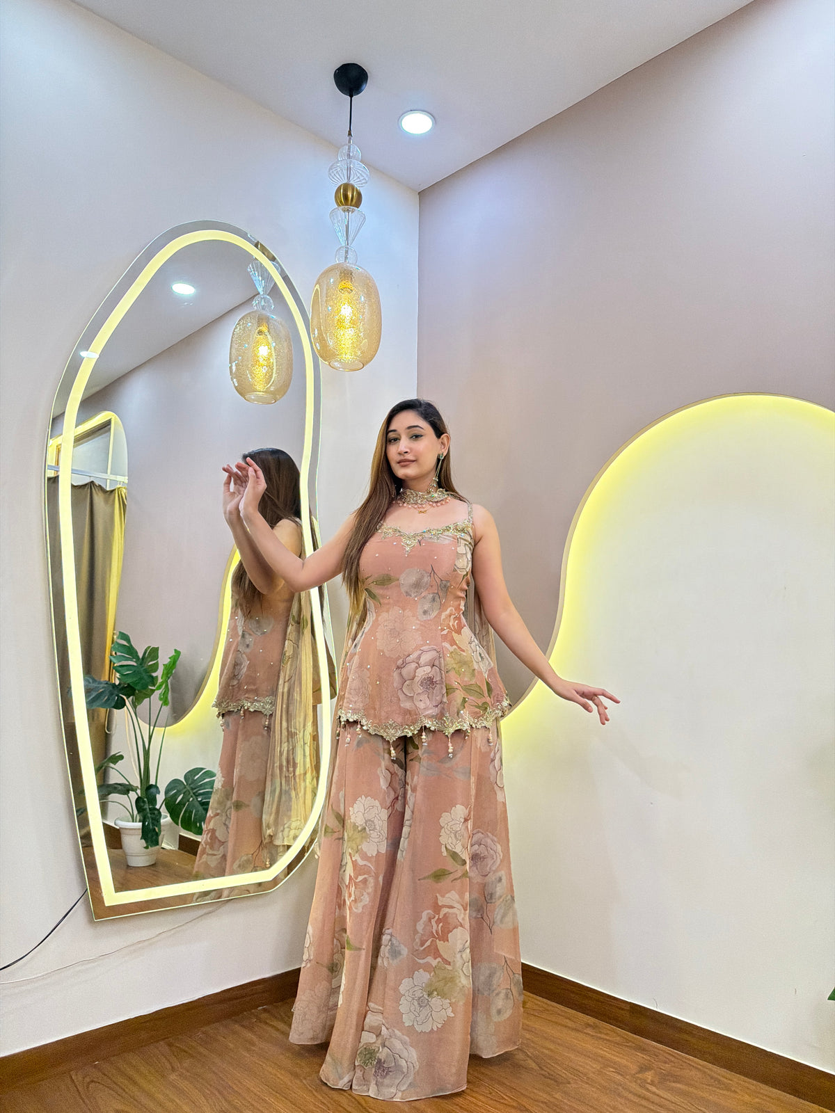 E917 PEPLUM 3PC SHARARA SET