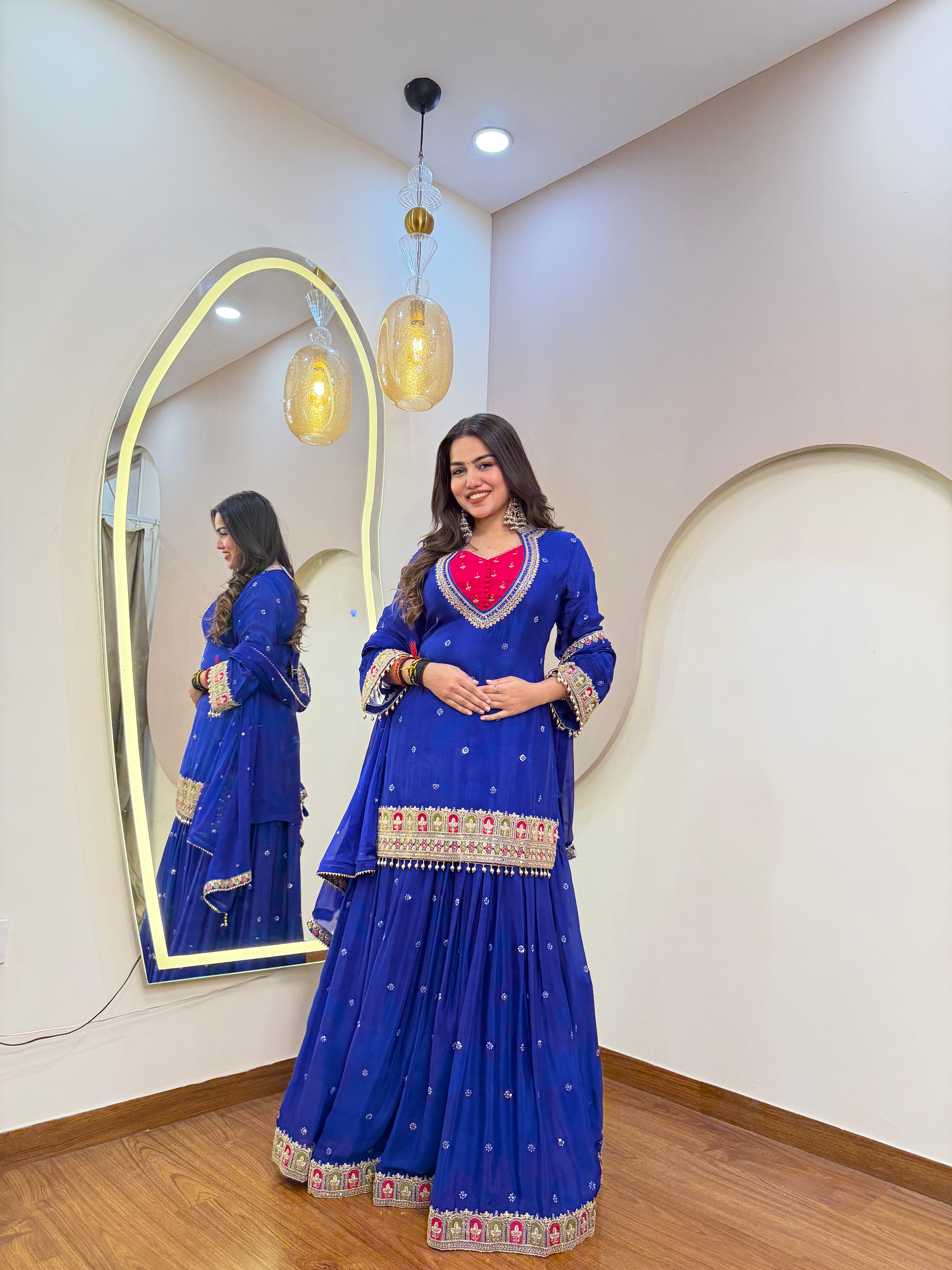 D990 3PC KURTI WITH SKIRT