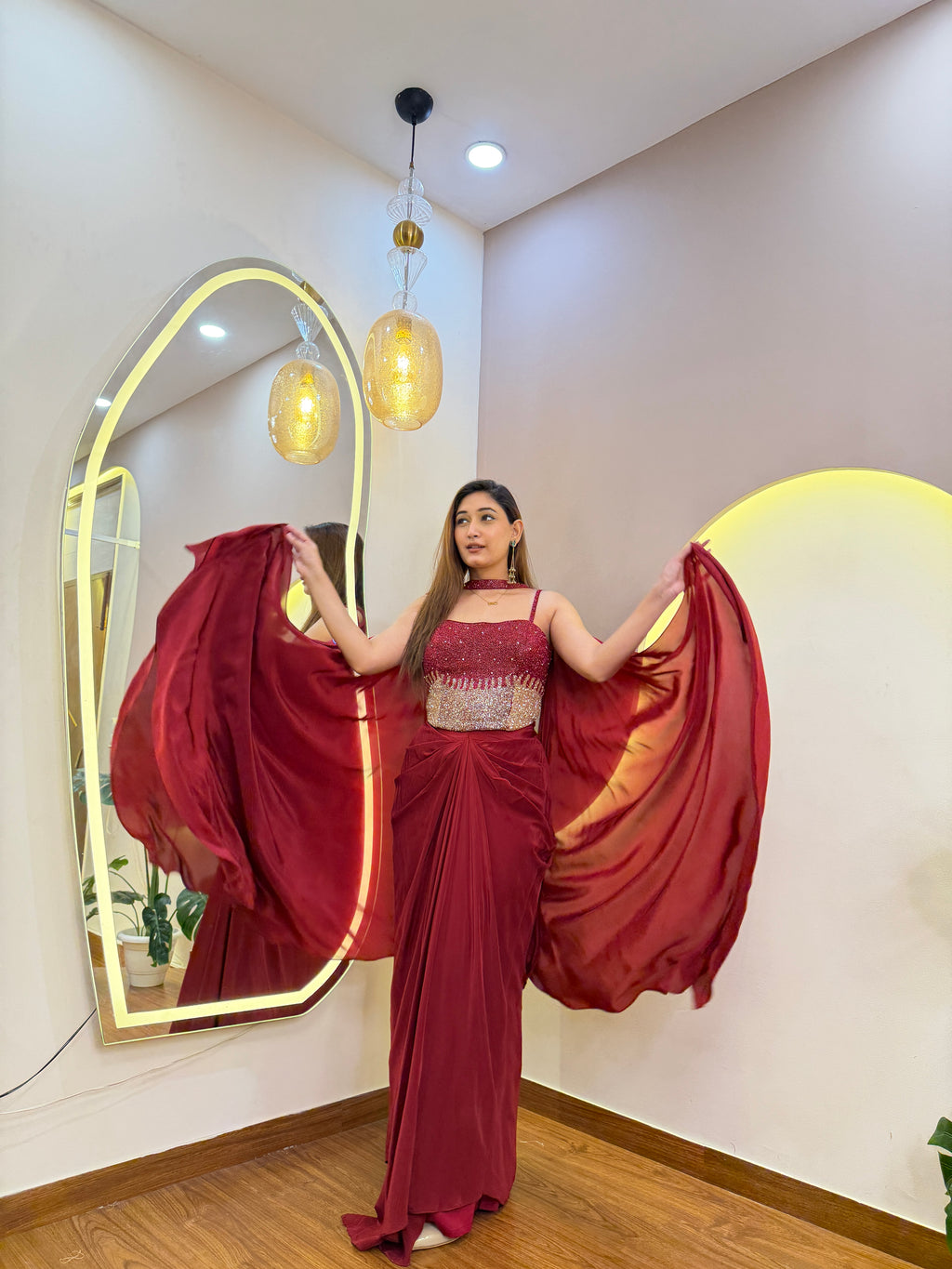 E933 3PC DRAPE SKIRT SET