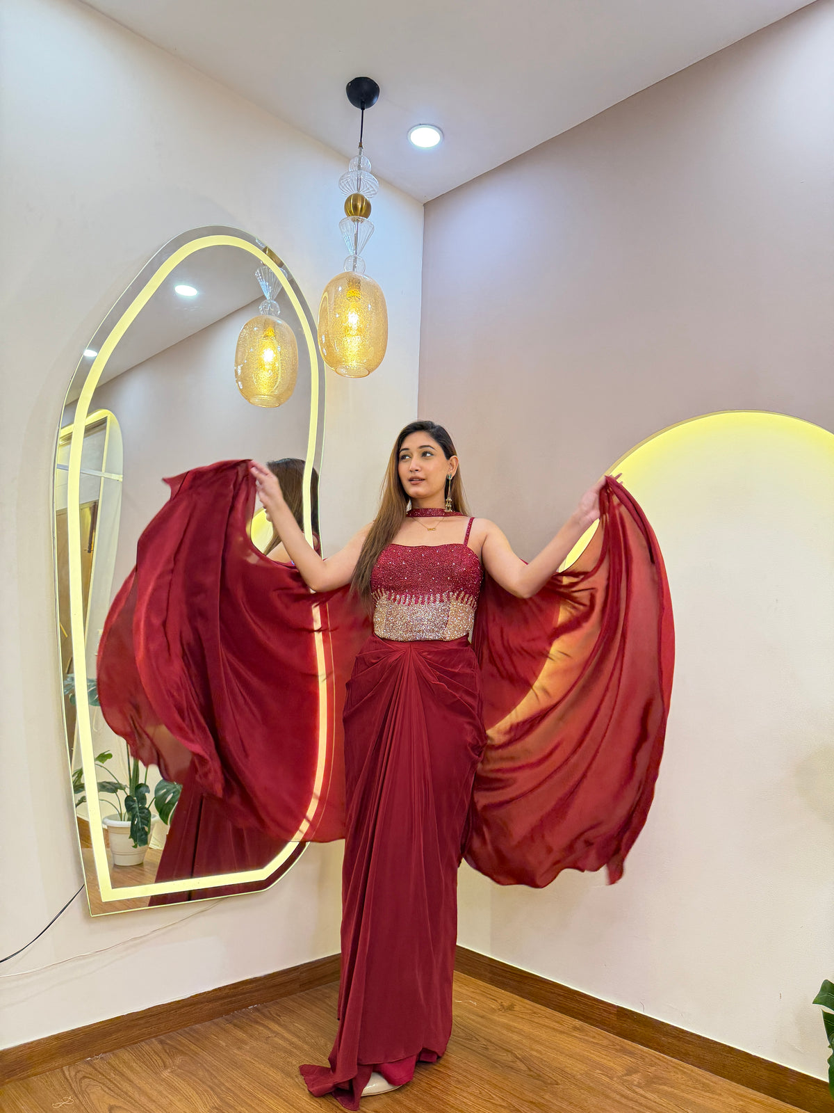 E933 3PC DRAPE SKIRT SET
