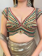 E455 INDO WESTERN DRAPE SAREE