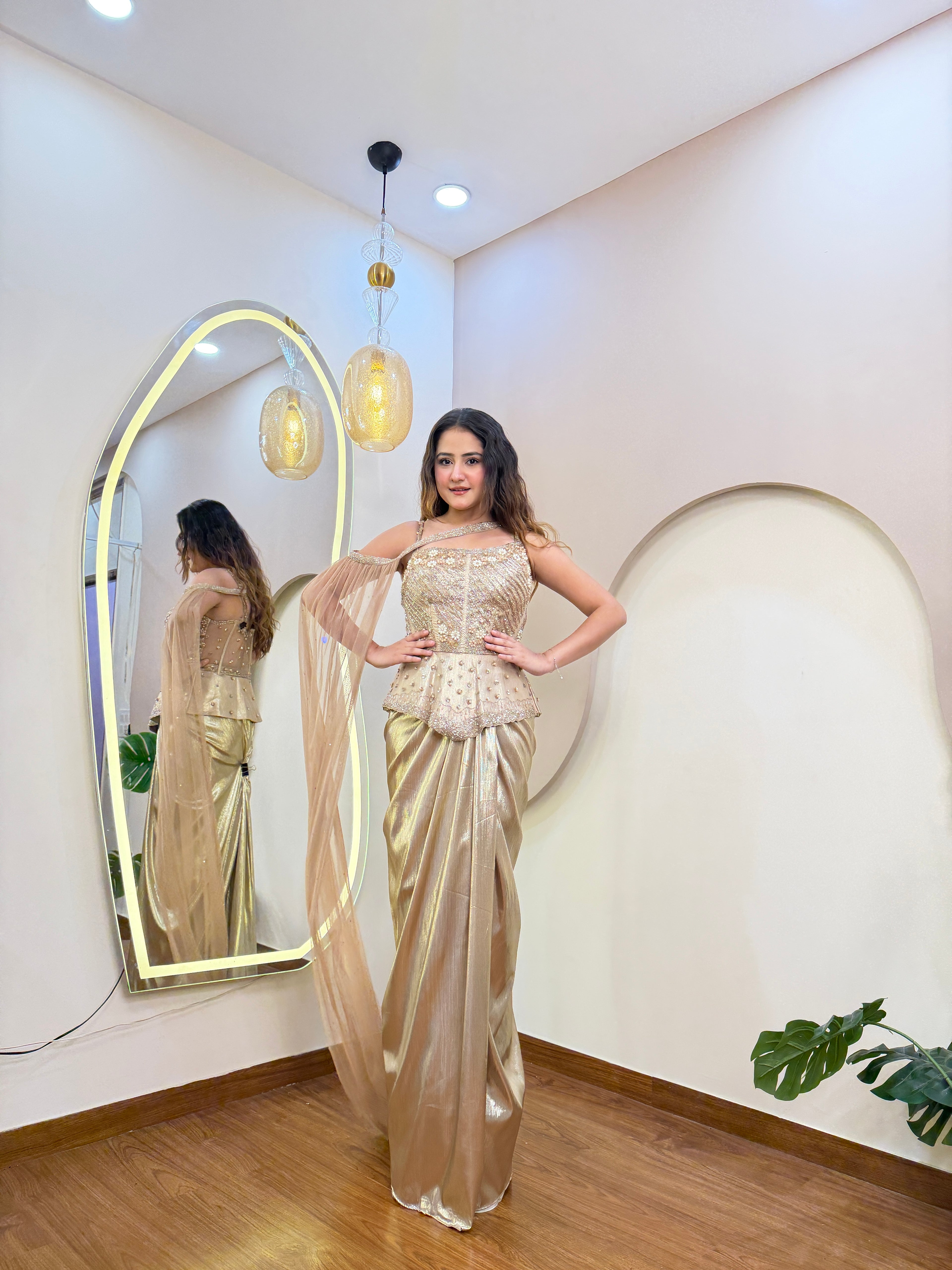 E210 INDO WESTERN DRAPE COORD SET