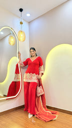 E990 3PC SHARARA SET WITH POTLI