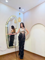 E145 INDO WESTERN DRAPE SAREE