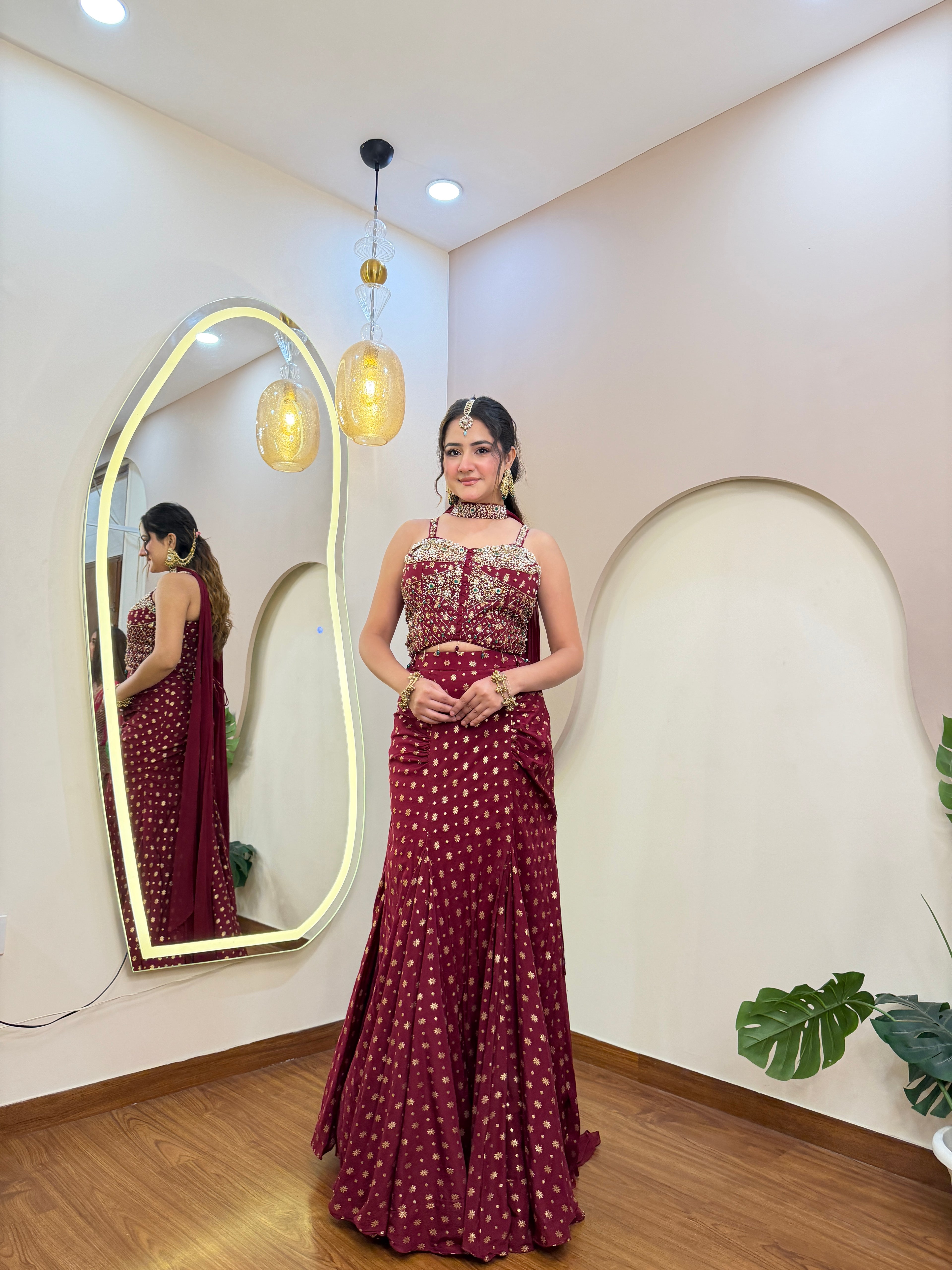 E420 INDO WESTERN CROP TOP LEHENGA