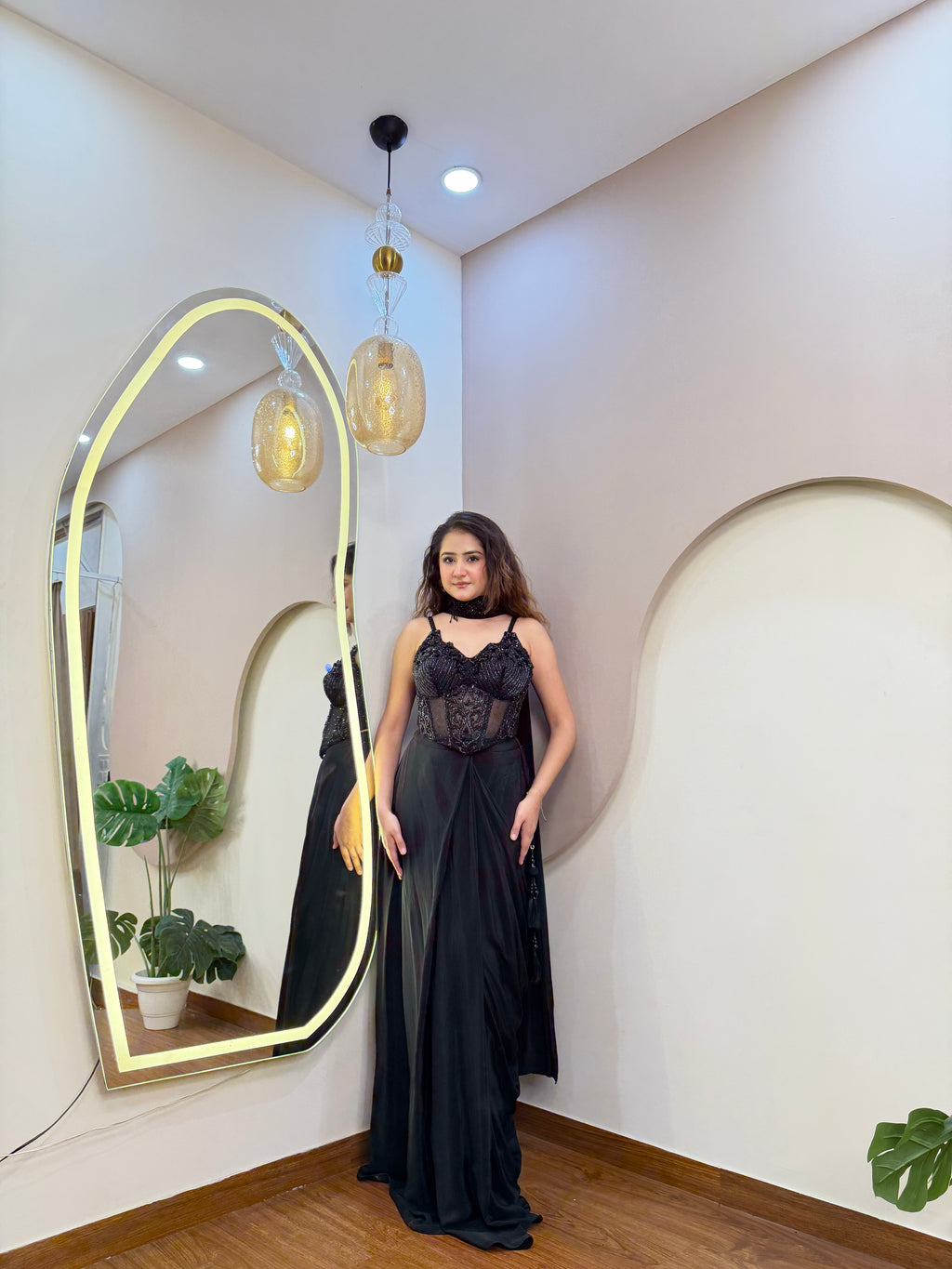 E152 INDO WESTERN DRAPE SAREE