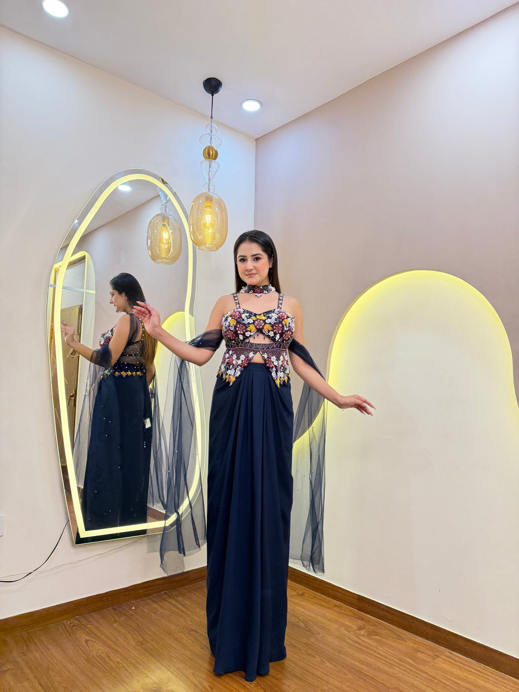 E605 3PC DRAPE SKIRT SET