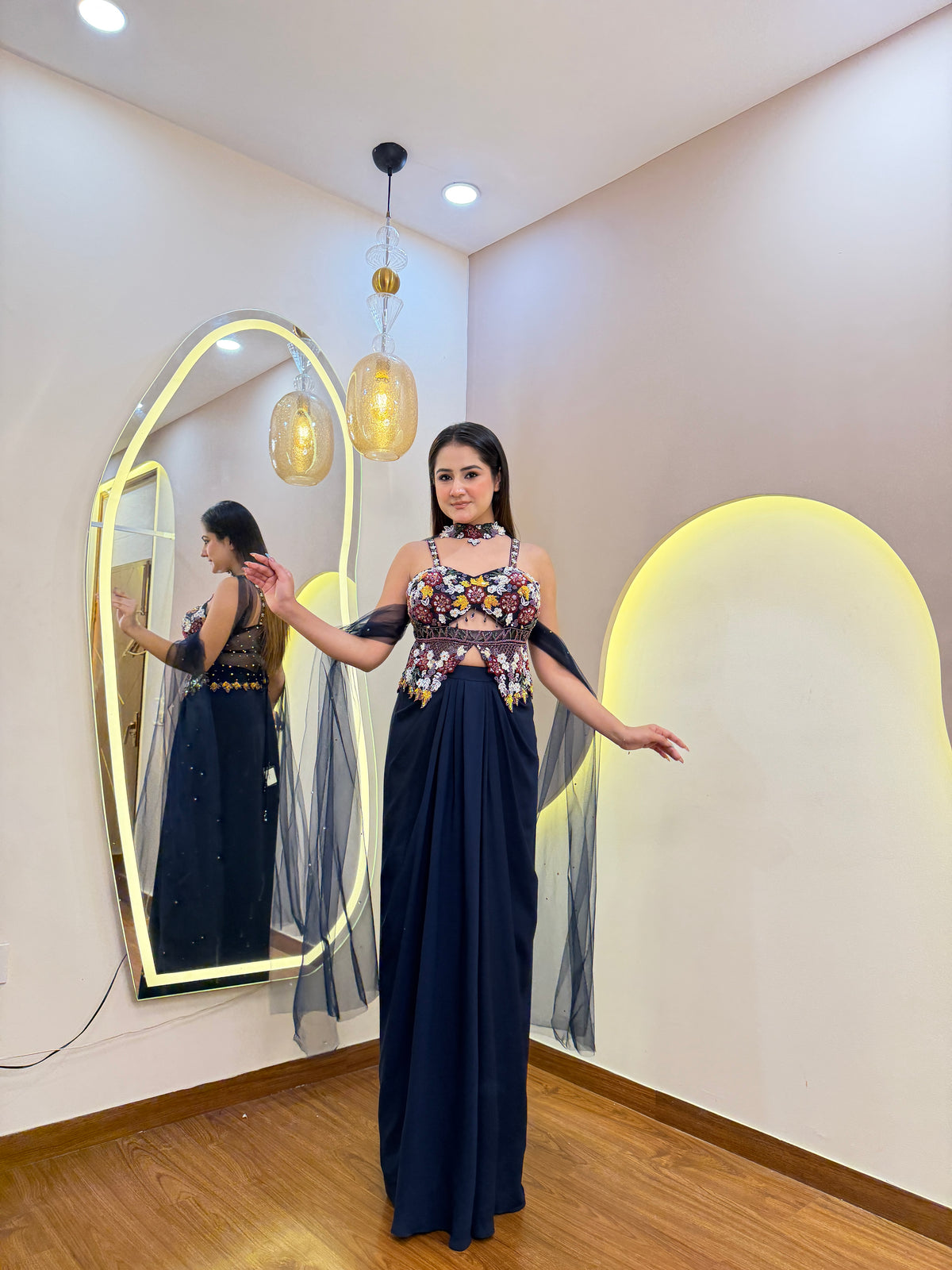 E605 3PC DRAPE SKIRT SET