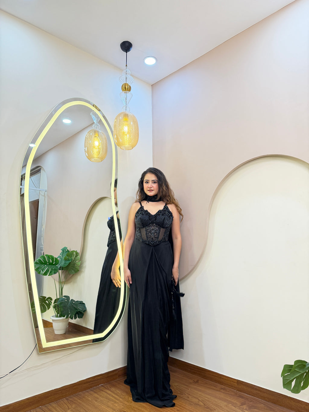 E152 INDO WESTERN DRAPE SAREE