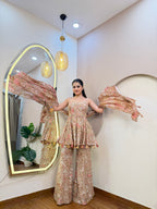 E503 3PC PEPLUM SHARARA SUIT