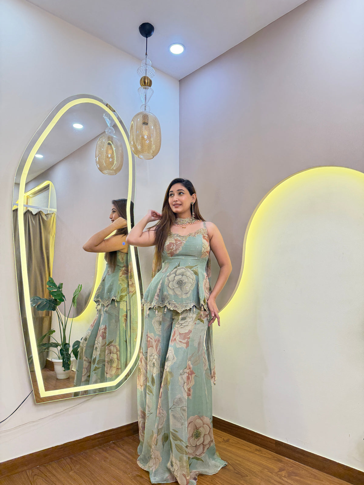 E917 PEPLUM 3PC SHARARA SET
