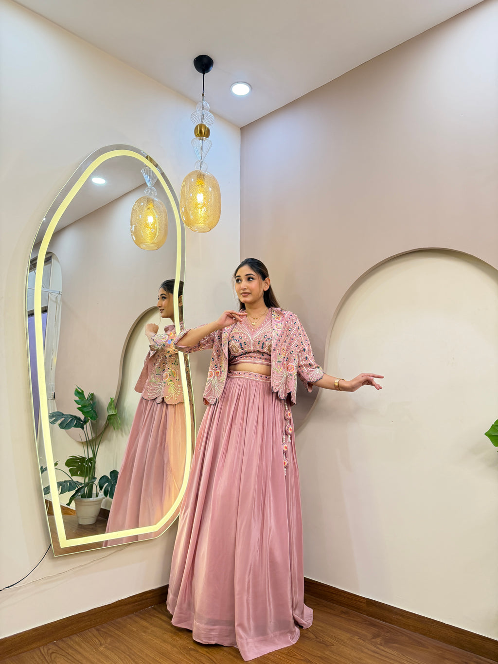 C821 INDO WESTERN JACKET STYLE LEHENGA