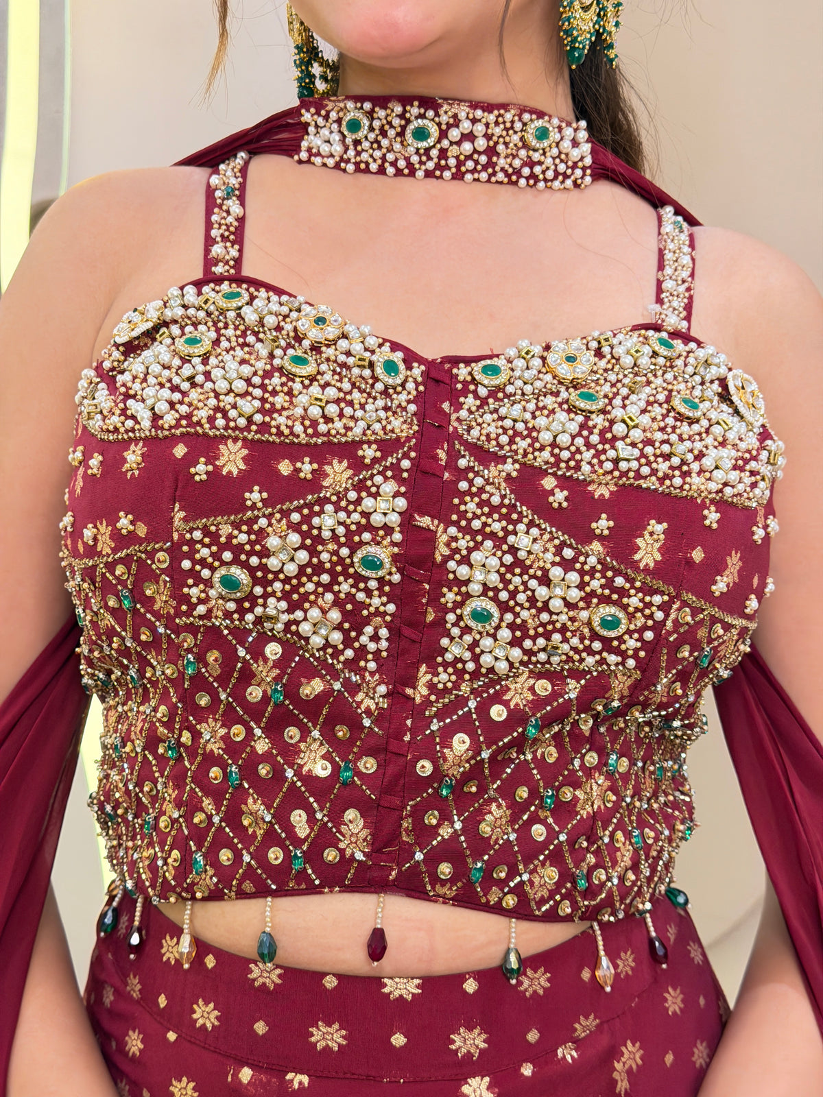 E420 INDO WESTERN CROP TOP LEHENGA