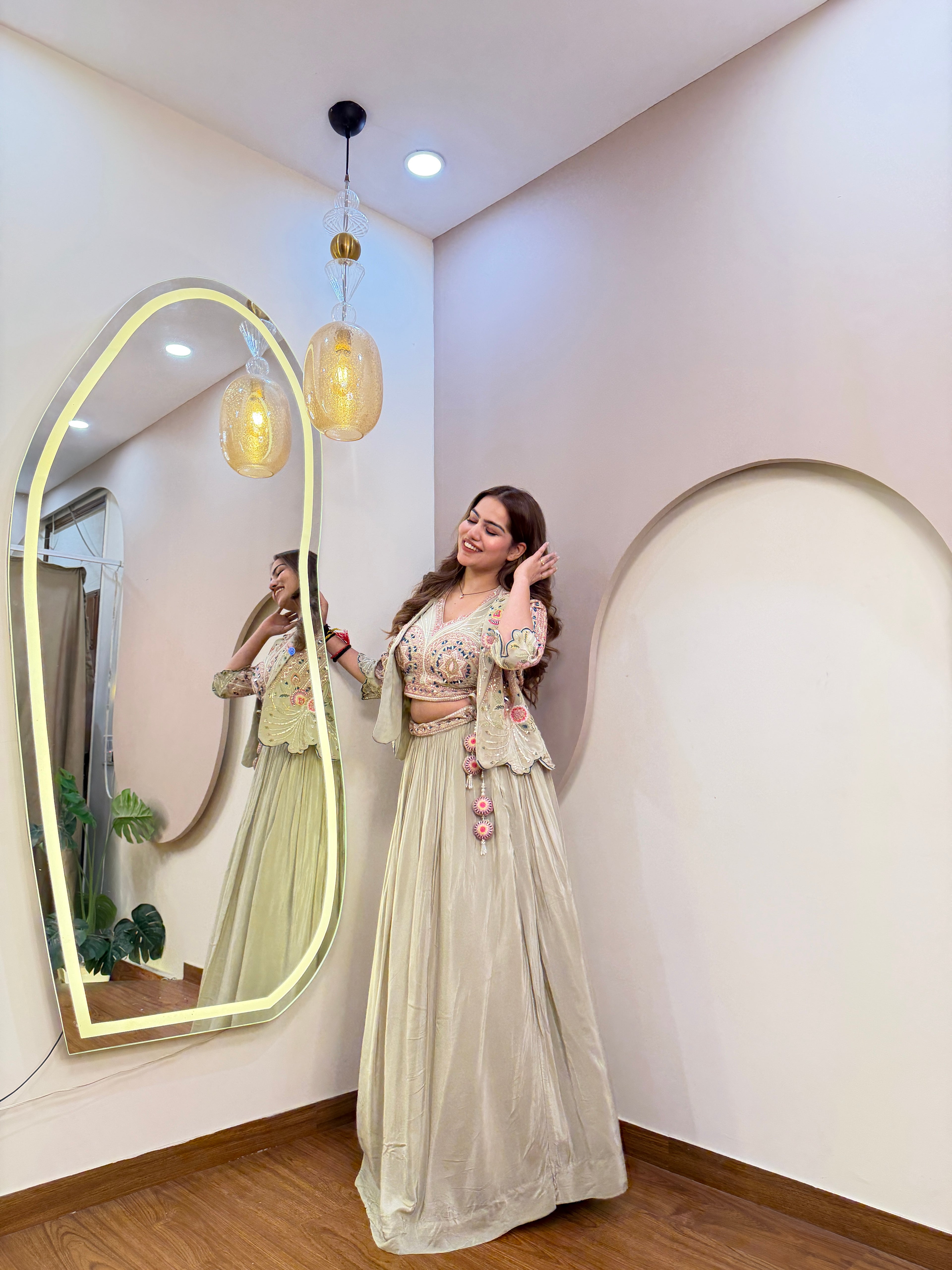 C821 INDO WESTERN JACKET STYLE LEHENGA