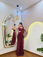 E610 INDO WESTERN DRAPE SAREE