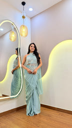 E978 INDO WESTERN DRAPE SAREE