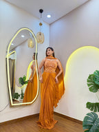 E719 INDO WESTERN DRAPE SAREE