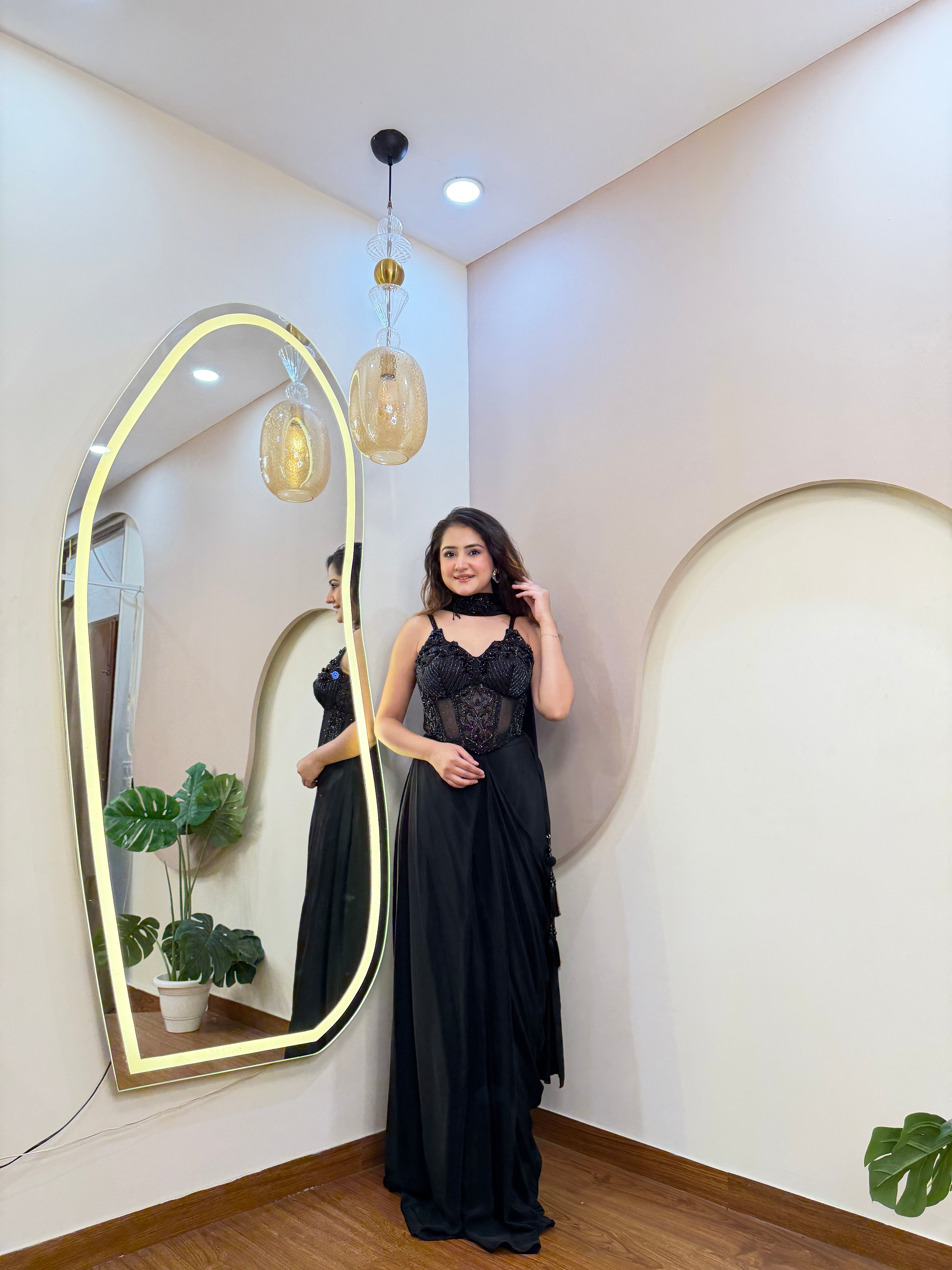 E152 INDO WESTERN DRAPE SAREE
