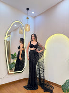 E541 INDO WESTERN DRAPE SAREE
