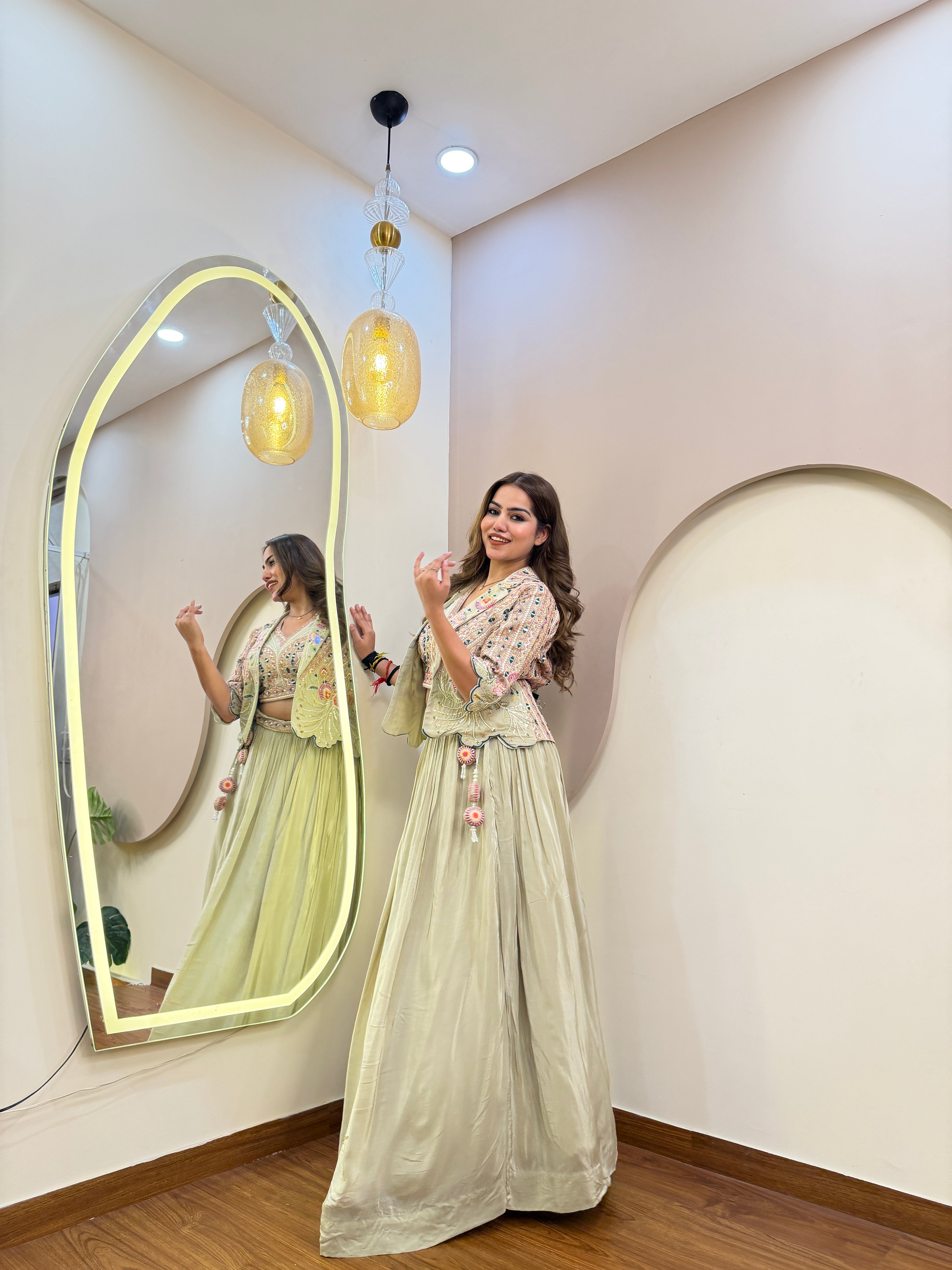 C821 INDO WESTERN JACKET STYLE LEHENGA