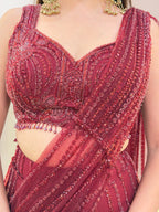E610 INDO WESTERN DRAPE SAREE
