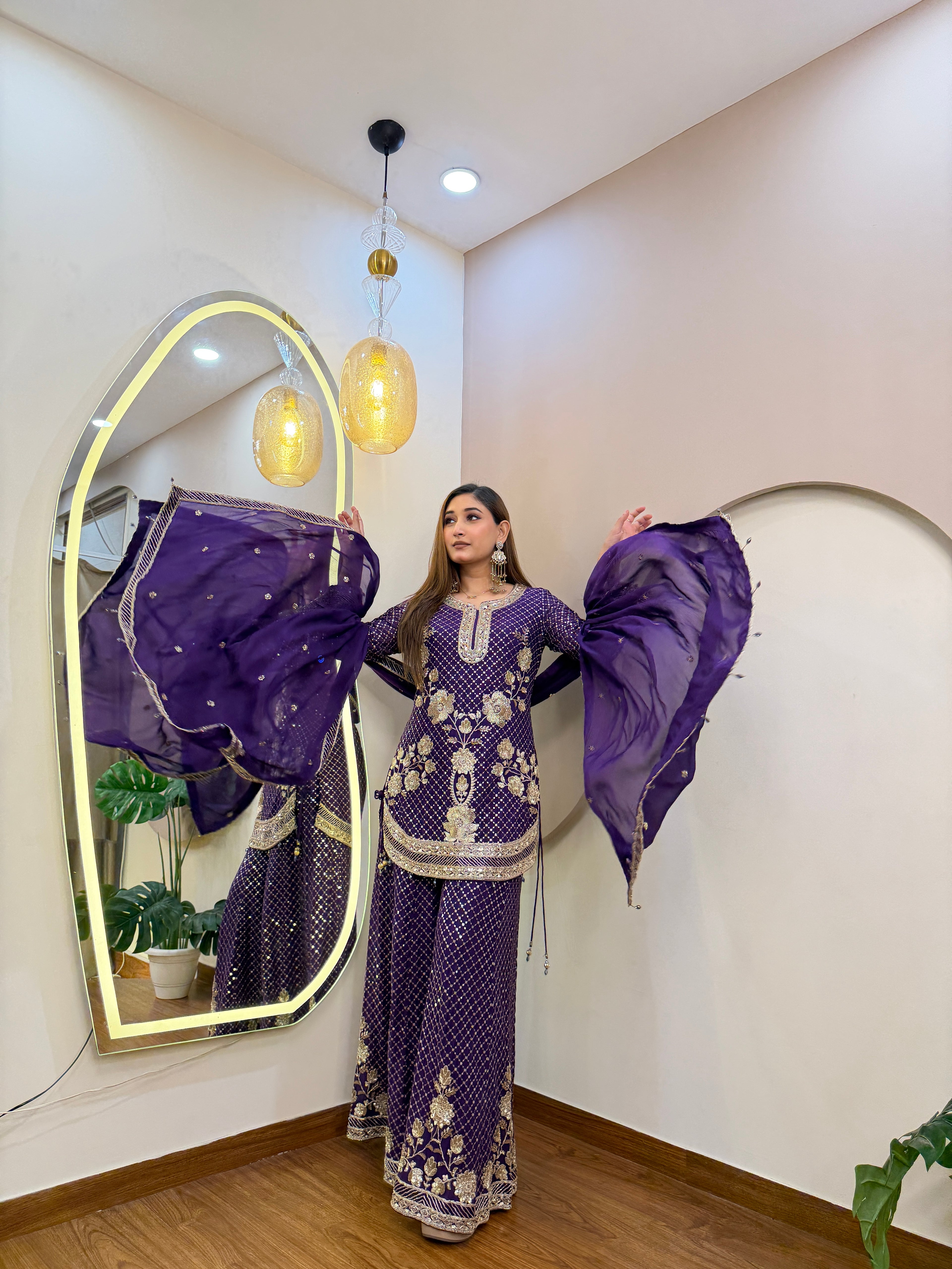 E398 AARFA REGAL SHARARA SUIT