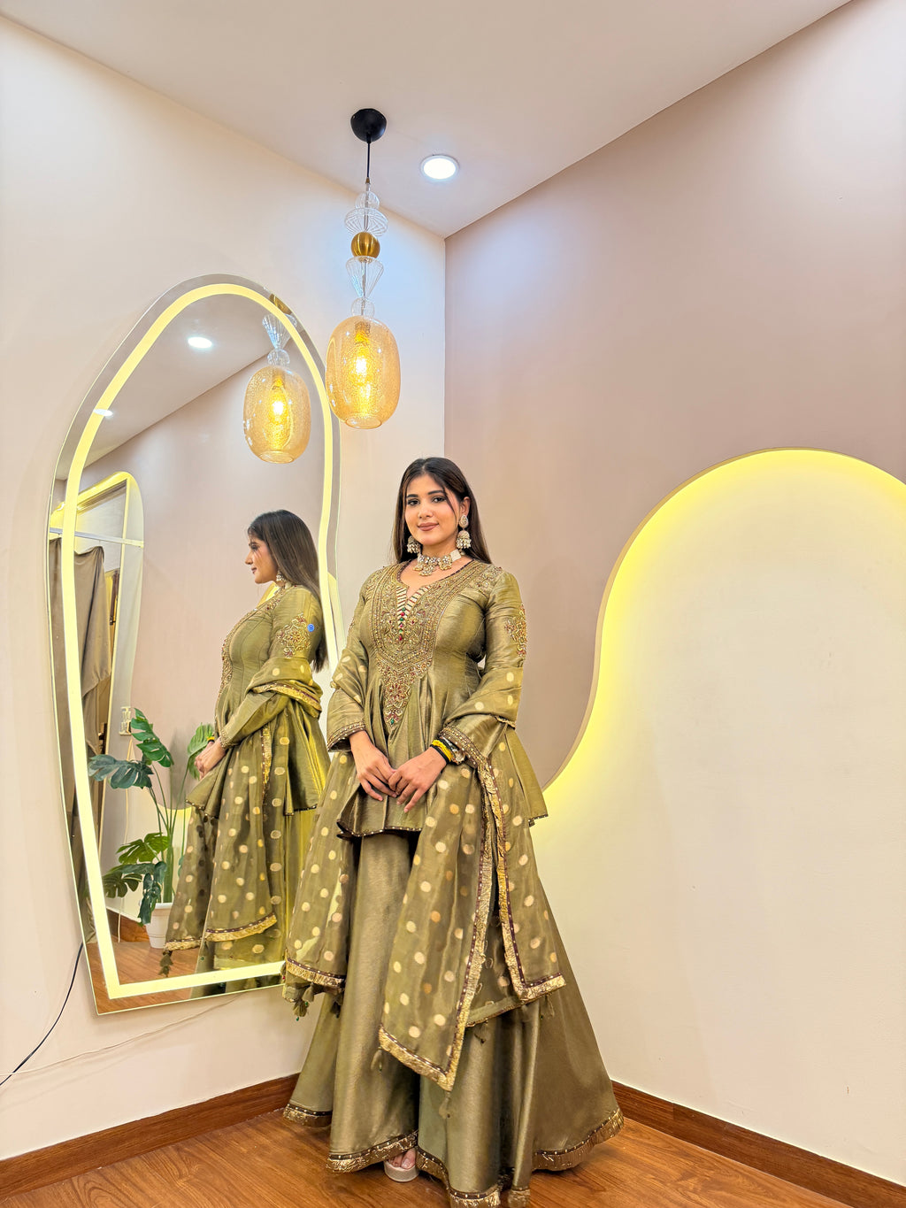 E701 PEPLUM SHARARA SUIT