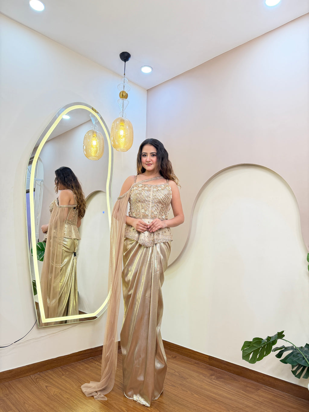 E210 INDO WESTERN DRAPE COORD SET