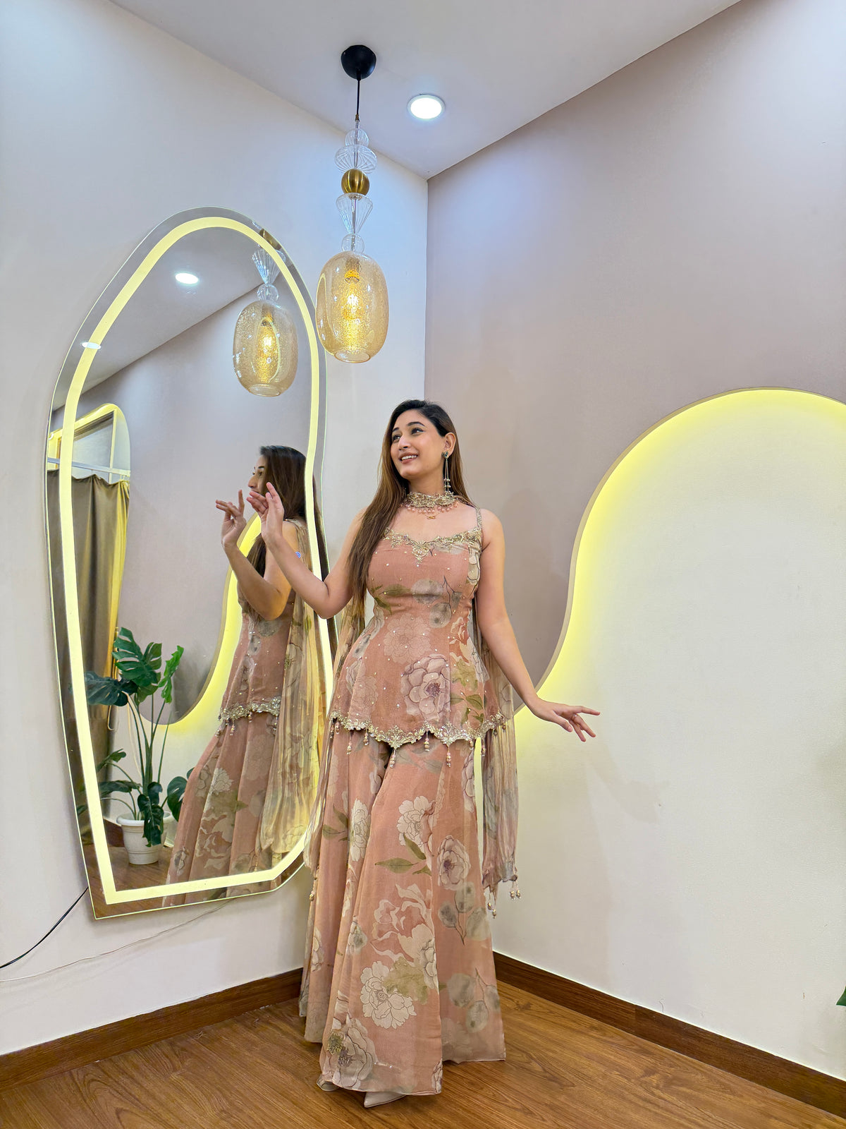 E917 PEPLUM 3PC SHARARA SET