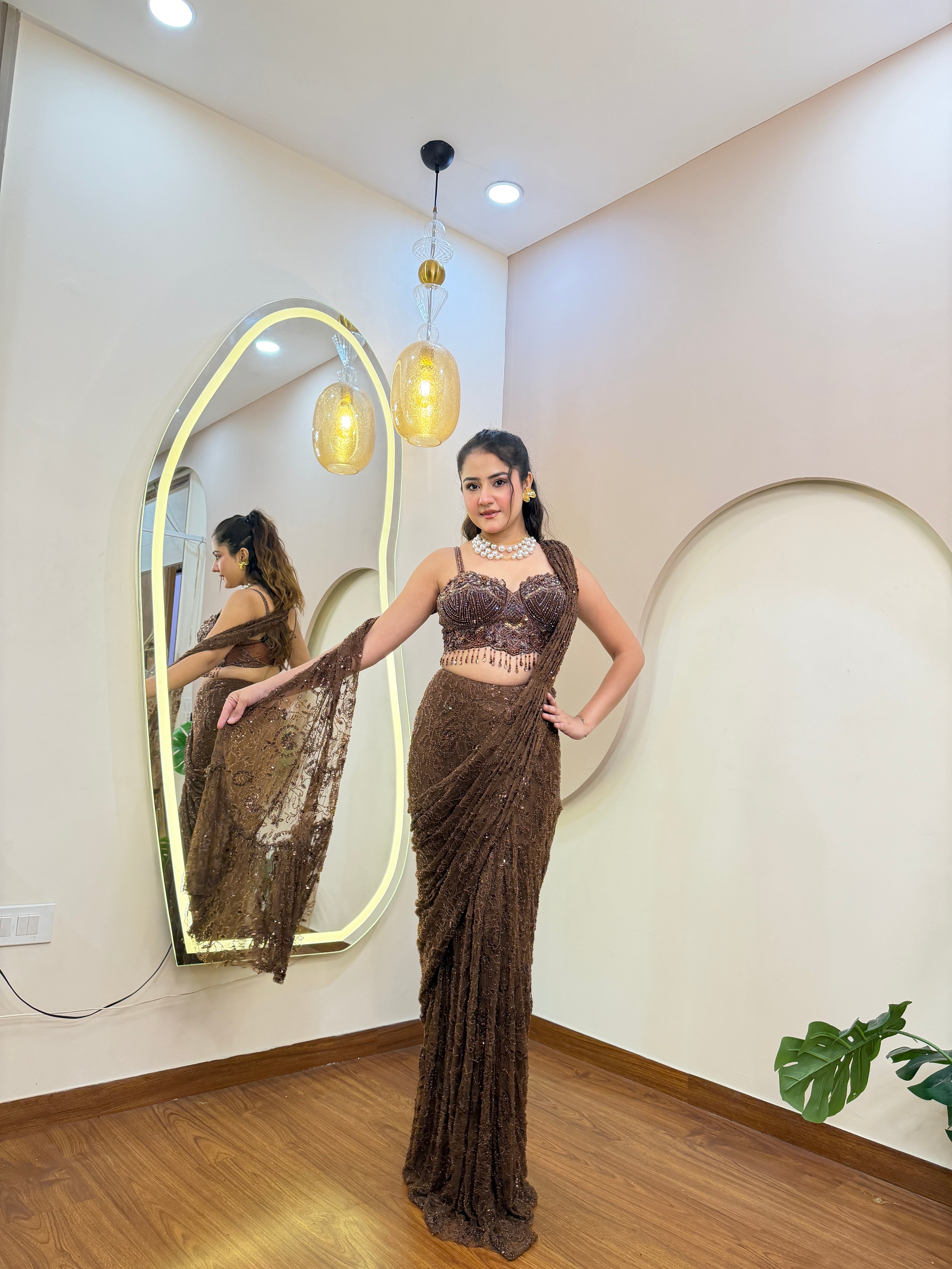 E375 AARFA REGAL DRAPE SAREE