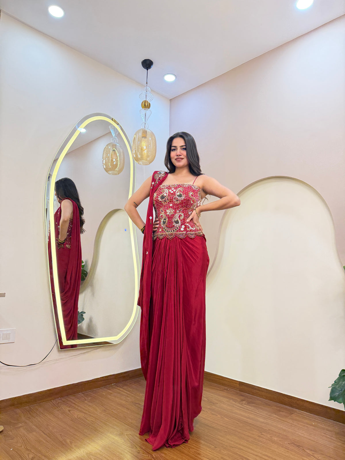 E212 INDO WESTARN DRAPE SAREE
