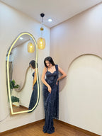 E374 INDO WESTERN DRAPE SAREE