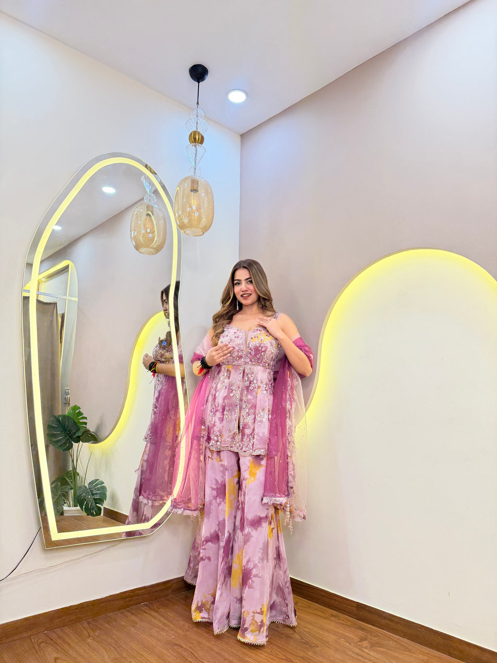 E622 PEPLUM SHARARA SET