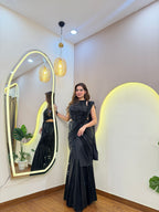 E378 INDO WESTERN DRAPE SAREE