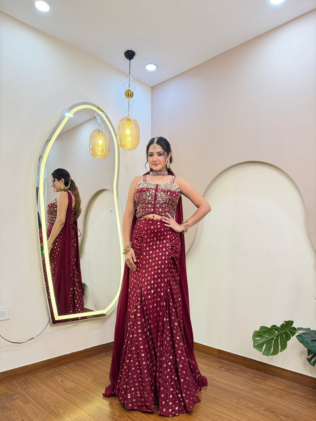 E420 INDO WESTERN CROP TOP LEHENGA