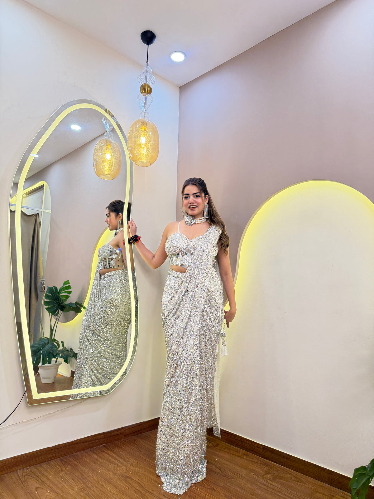E574 INDO WESTERN DRAPE SAREE