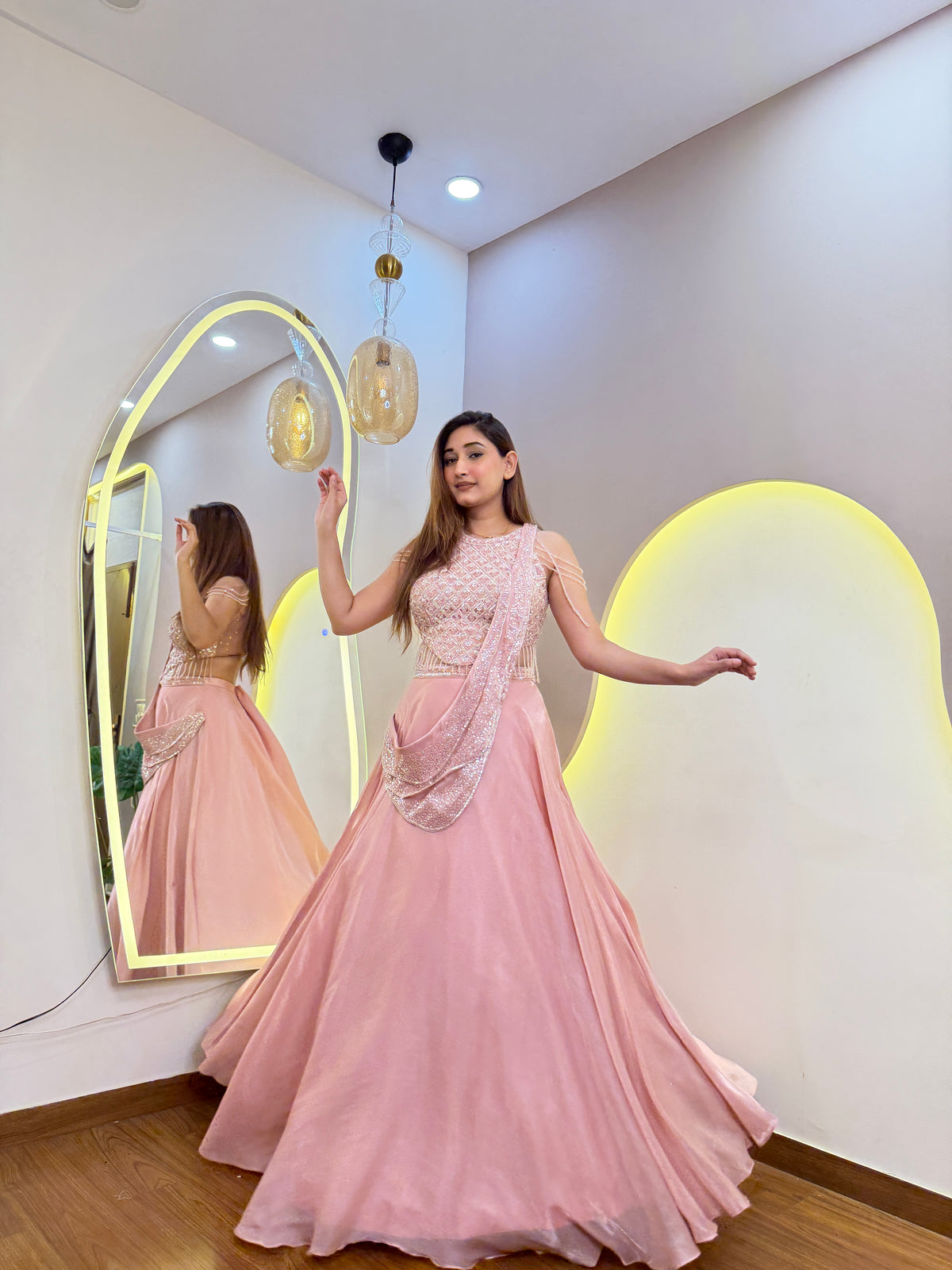E748 DRAPE LEHENGA