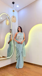 E978 INDO WESTERN DRAPE SAREE